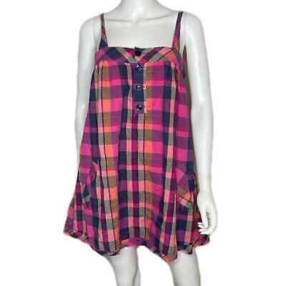 VS PINK Bright Plaid Sundress Mini Dress w/Pockets - Picture 5 of 10